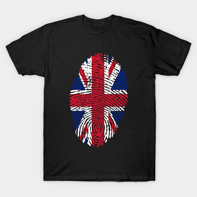 Fingerprint - United Kingdom Flag T-Shirt by GoshaDron